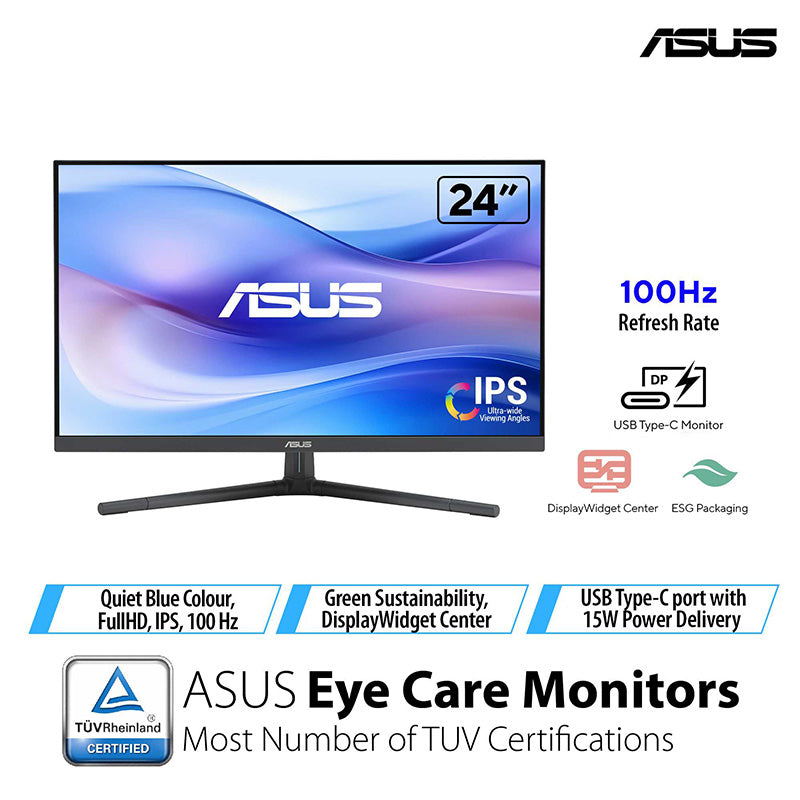 ASUS VU249CFE Eye Care Gaming Monitor - 24" FHD IPS 100Hz (Quiet Blue)