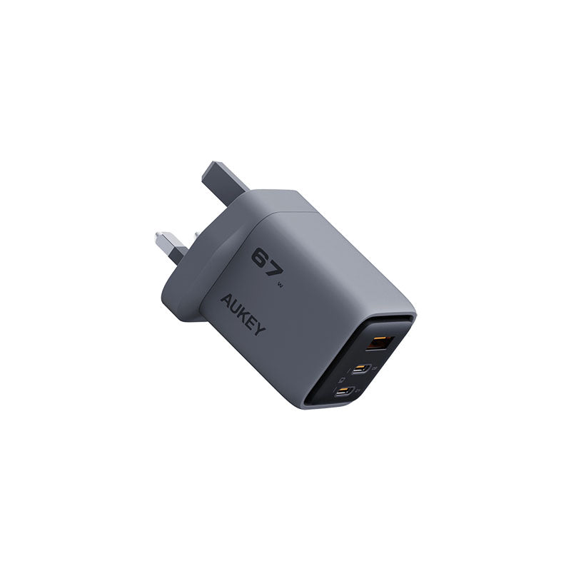 Aukey PA-C3 Comet Mix 3 67W Fast Charging Wall Charger with GaN Technology - Gray