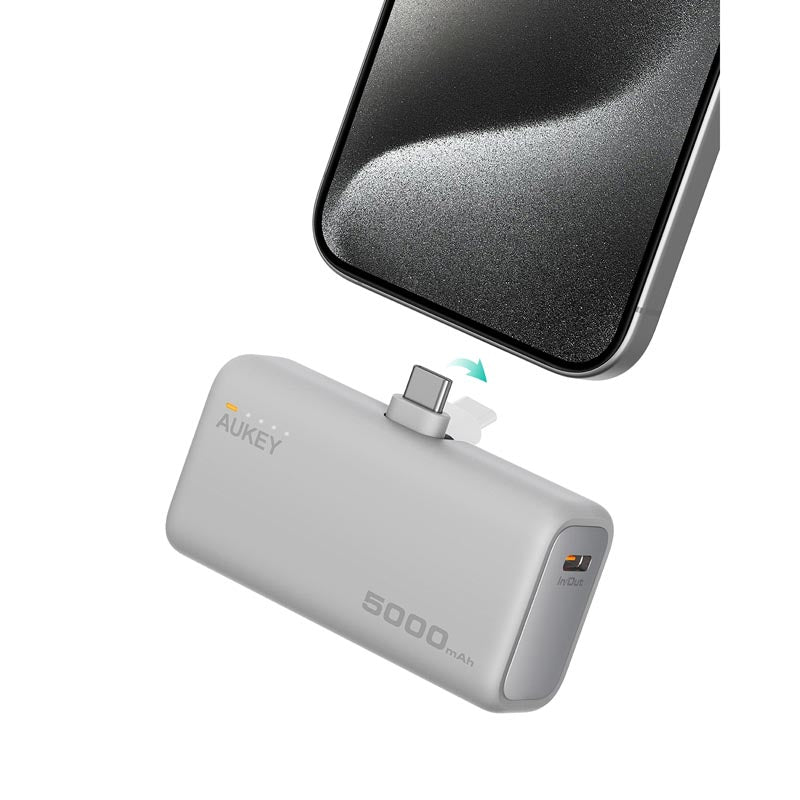 Aukey PB-Y59 Spark Mini 5000mAh Portable Power Bank with Built-in USB-C Port (White)