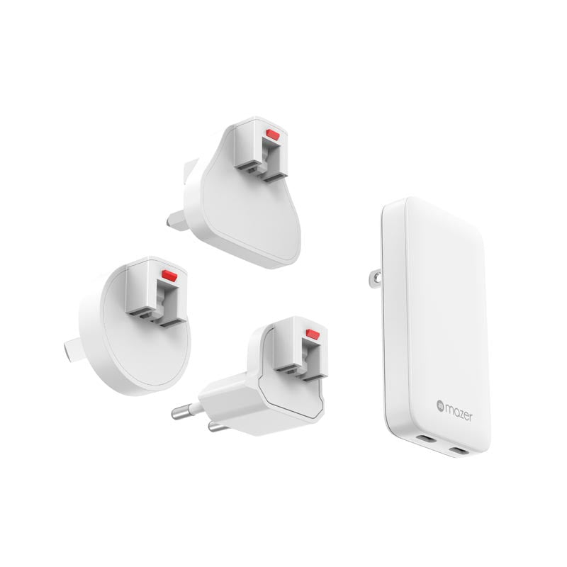 Mazer M-G65SLIM2C-WH GaN PD65W 2C with Travel Plugs (White)