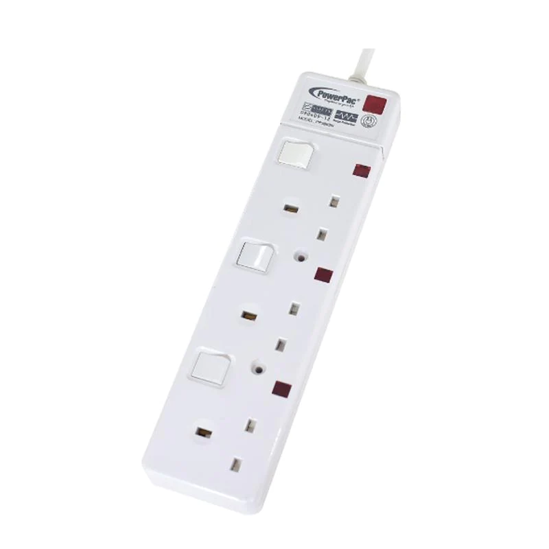 PowerPac PP6883N 3Way Extension 6 Meter with Neon, Surge, 2Pin