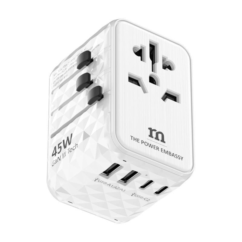 Redmonster World Plug Standard PD45W Universal Travel Adapter (White)