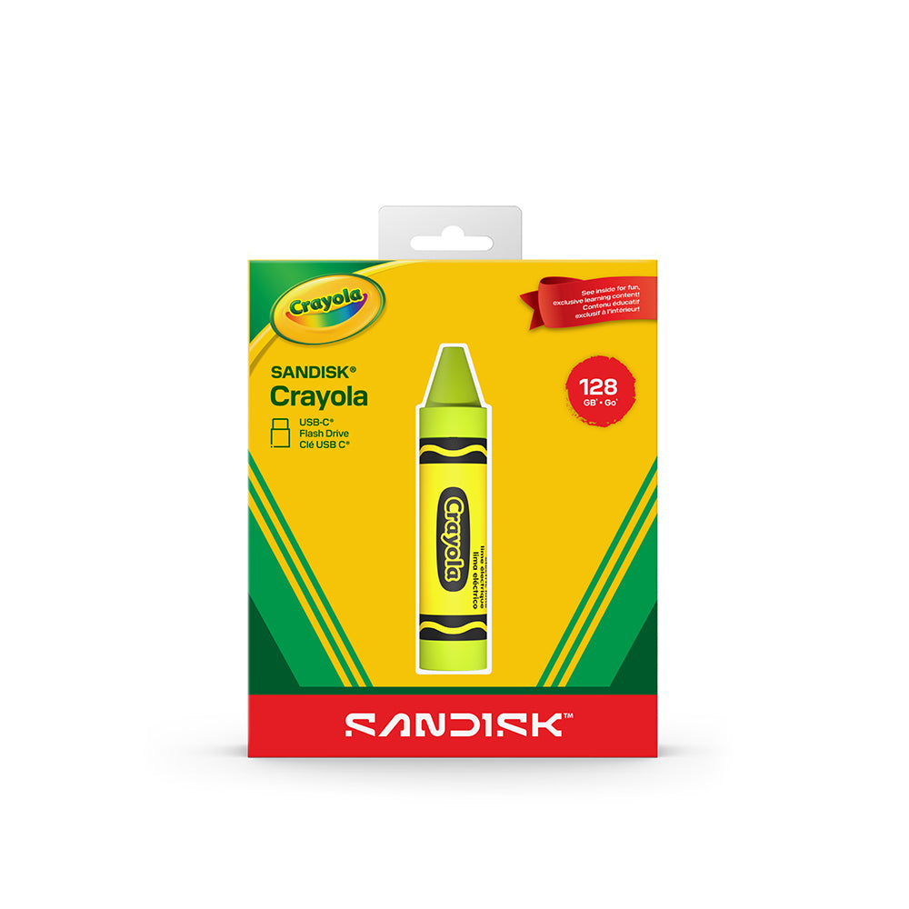 SanDisk Crayola 128GB USB-C Flash Drive (Electric Lime)