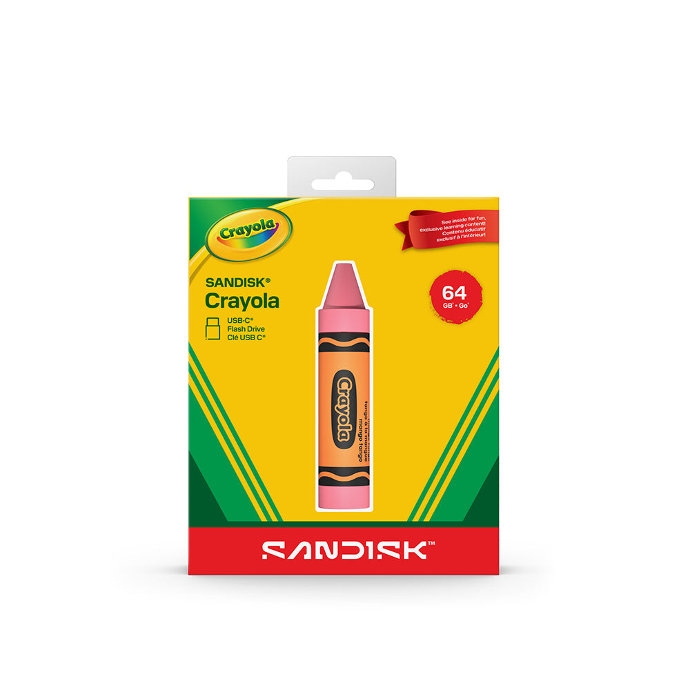 SanDisk Crayola 64GB USB-C Flash Drive (Mango Tango)